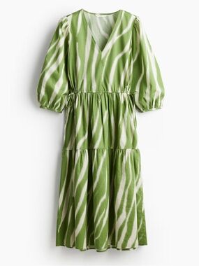 Green & White Zebra-Print Midi Dress